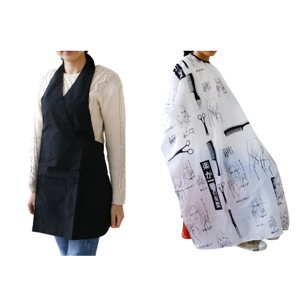 

Pro Black Barber Apron Hair Cutting Hairdressing Gown Waterproof Salon Cape Haircutting Dyeing Styling Cloth, Pack of 2