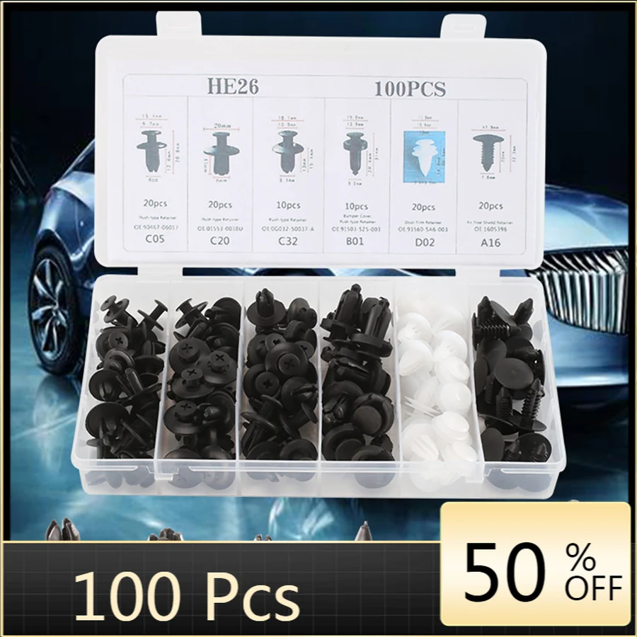 6 размеров/100 шт. клипсы для крепления автомобиля инструмент ремонта кузова