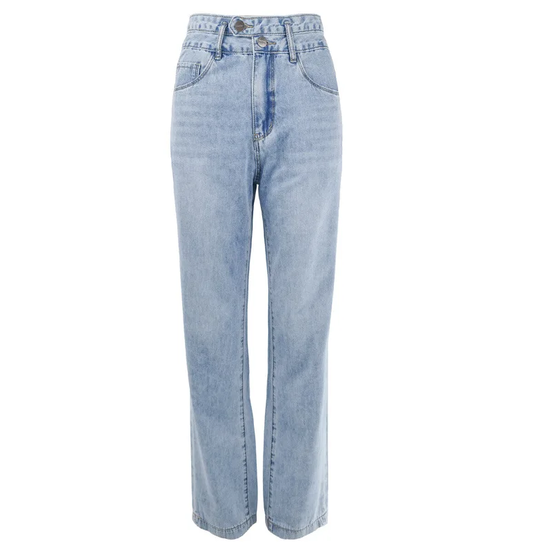 

Women Jeans Pants 2021 Spring and Summer New Style Ladies Double Trouser Waist High Waist Blue Jeans