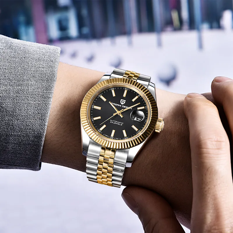 

Mens Watches New Top Luxury Brand PAGANI DESIGN Fashion Automatic Mechanical Gold Watch Men Military Sport Waterproof Wristwatch