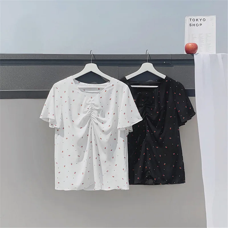 Рубашка Новая Летняя женская повседневная с v-образным вырезом винтажная блузка