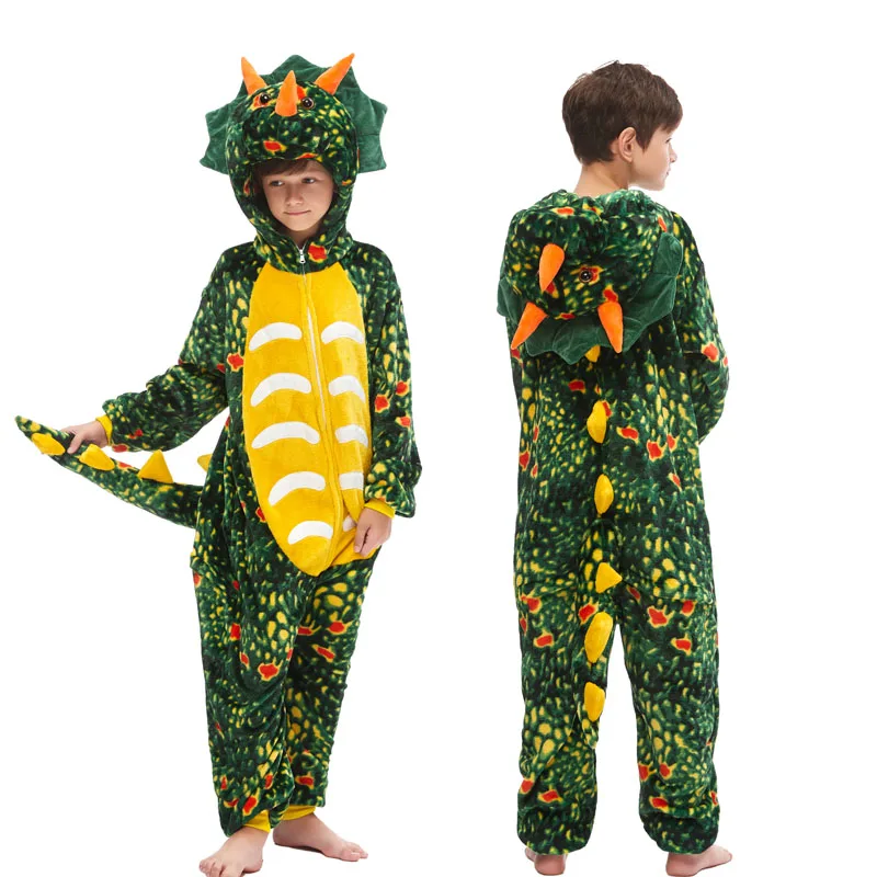 20 NEW kids kigurumi animal dinosaur unicorn pajamas set winter hooded soft Stitch Christmas sleepwear kids girls boys jumpsuit