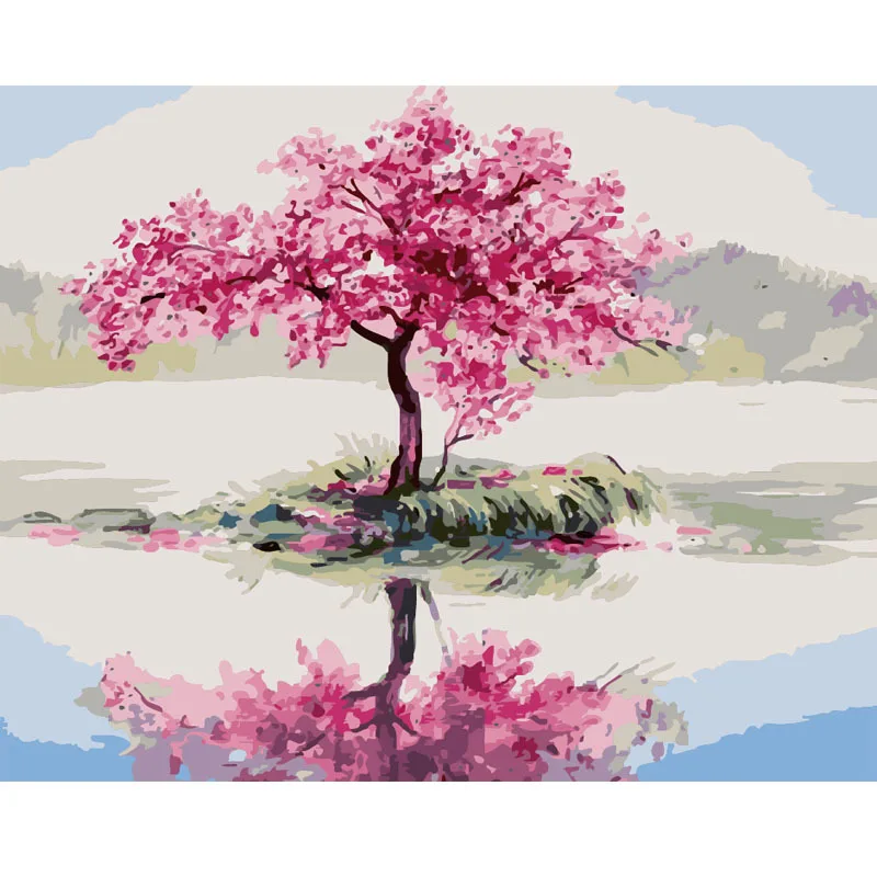 Классическая розовая фиолетовая серия краски по номерам цветок для взрослых DIY