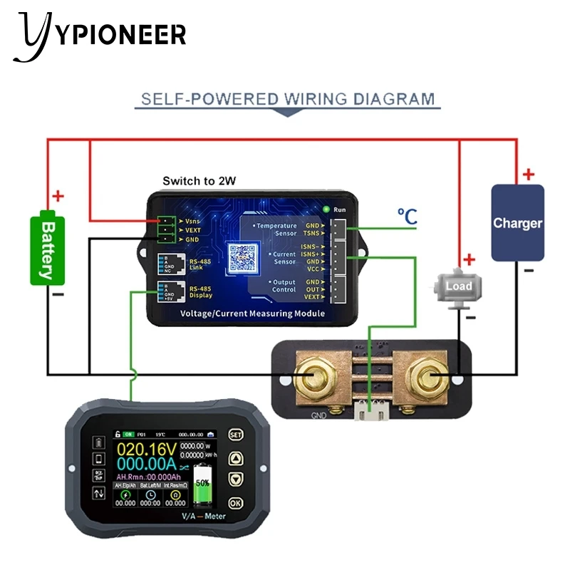 YPioneer KG-F Battery Coulometer 120V 100A 400A 600A Coulomb Meter Indicator Tester LCD Power Display Phone Control | Инструменты