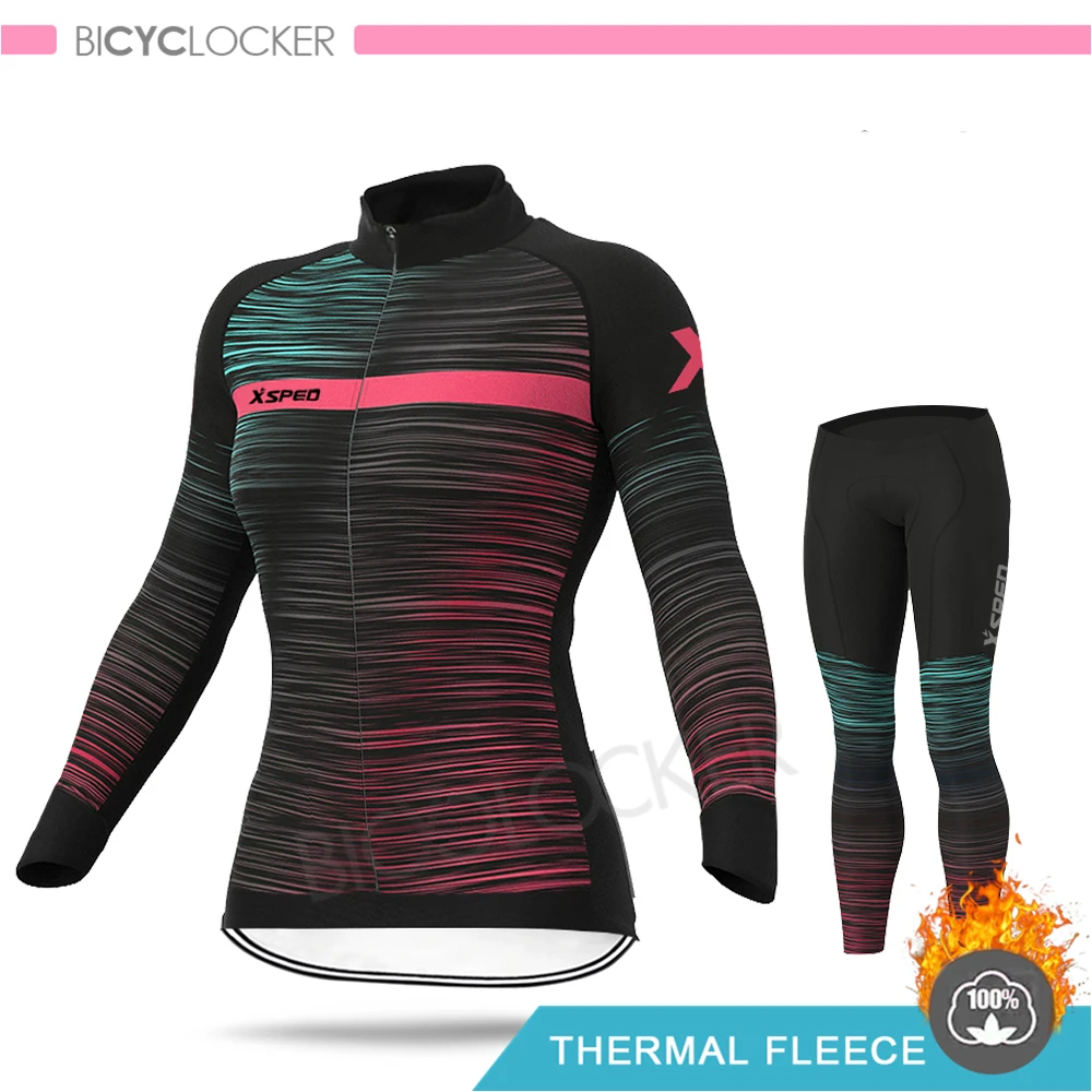 Normal Cycling Set Женская зимняя новая велосипедная одежда, комплект Джерси для велоспорта, Теплая Флисовая одежда Aleing, женская форма для шоссейного велосипеда, костюмы, одежда для верховой езды - Цвет: Normal Cycling Set