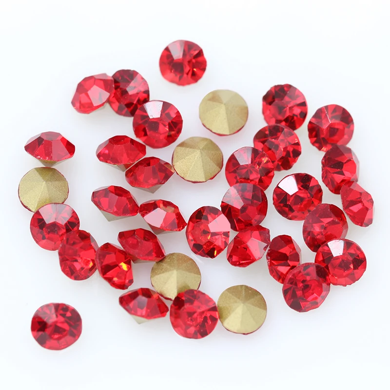 mixed 30colors 1-10mm Glass crystal Point Back Round Pointed Foiled glass stone for Nails art garment bags free shipping | Украшения и