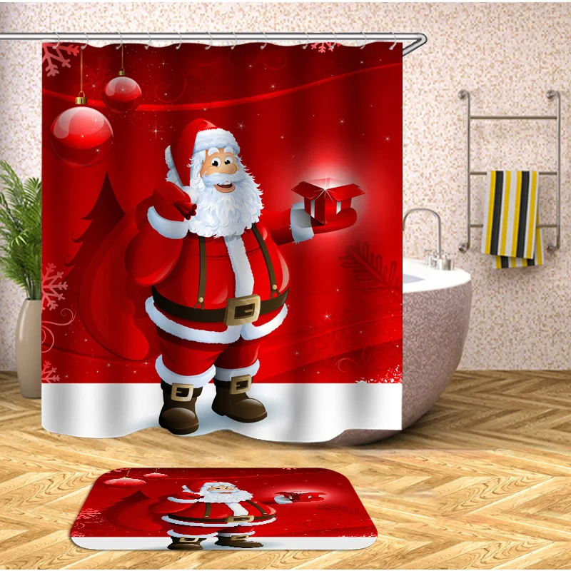 

Character Polyester Shower Curtains Digital Printing Santa ClausShower Curtain Waterproof Bathroom Partition Curtain Bath