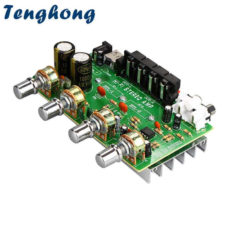 

Tenghong TDA7056 Power Audio Amplifier Board 25W+25W Stereo 2.0 Channel Sound Amplifiers DC12V USB Charging Car Amplificador DIY