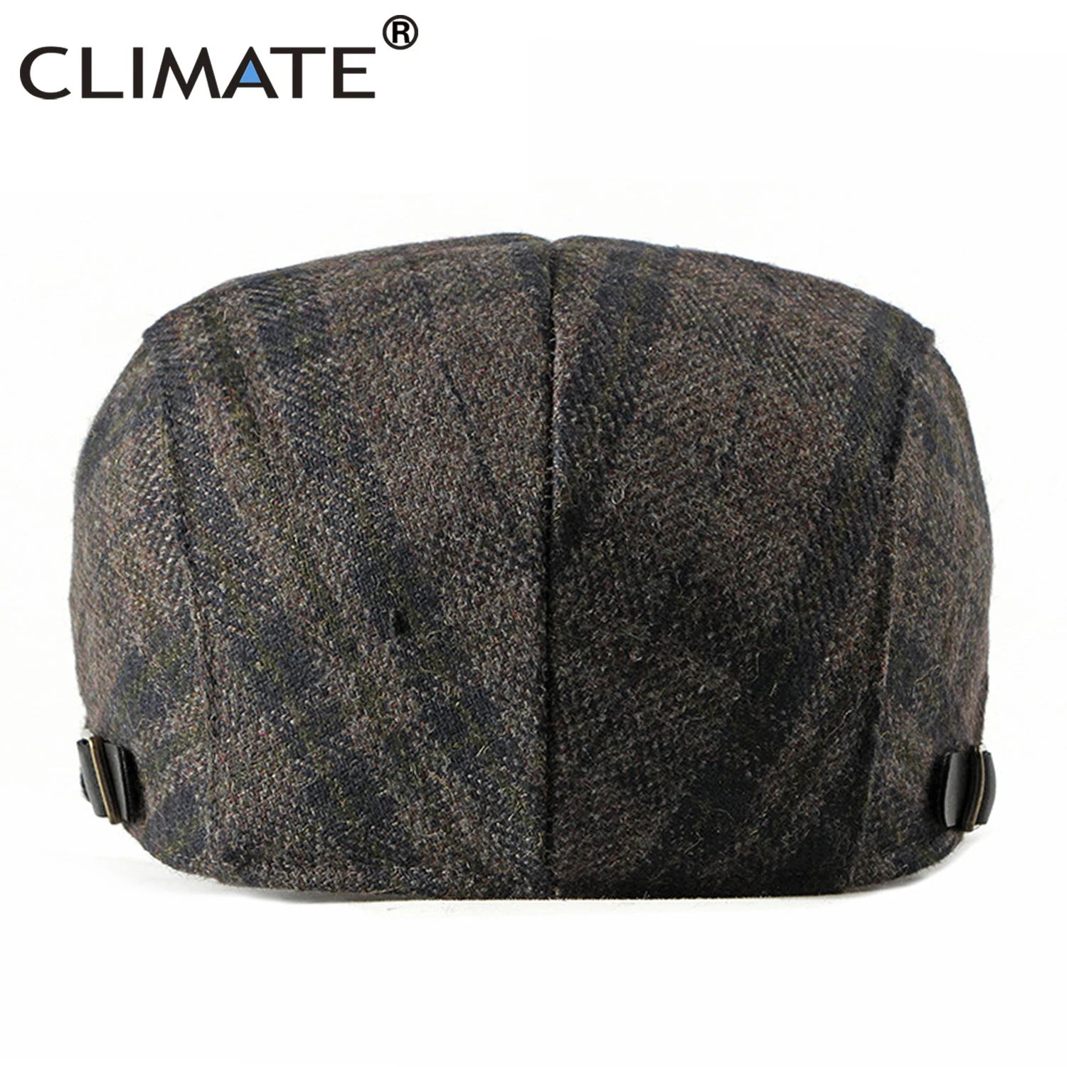 Мужской Клетчатый берет CLIMATE плоская кепка для папы шапка зимняя плотная тканая