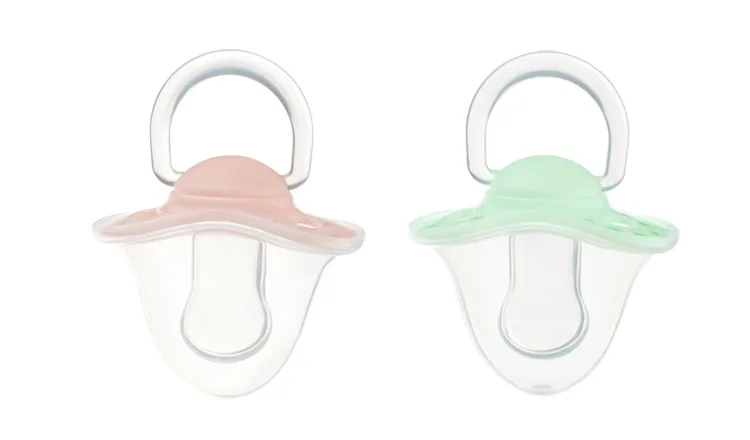 Детские соски с защитой от пыли розовые и зеленые плоские рисунком большого