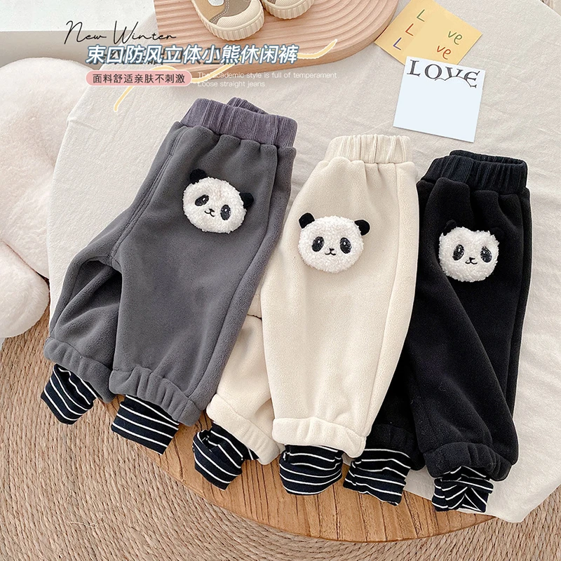 

0-5 Yrs Baby Boys Girls Pants Warm Autumn Winter Children Trousers Cute Padded Plush Infant Pants Casual Toddler Kids Sweatpants