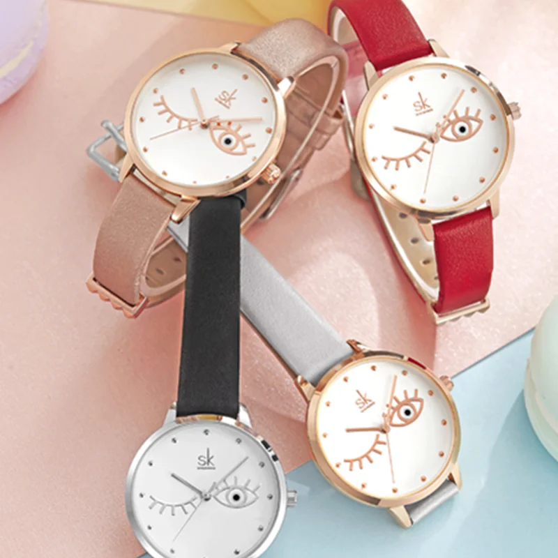 

Shengke Fashion Women Watches Eye Design Luxury Rose Gold Watch Women Leather Young Girl Watch Top Brand Ladies Watch Clock