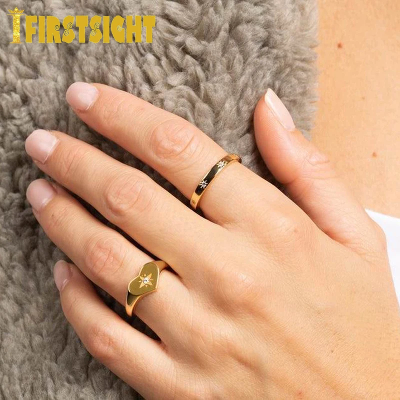 Кольцо-печатка женское из серебра 925 пробы в форме сердца | Украшения и аксессуары