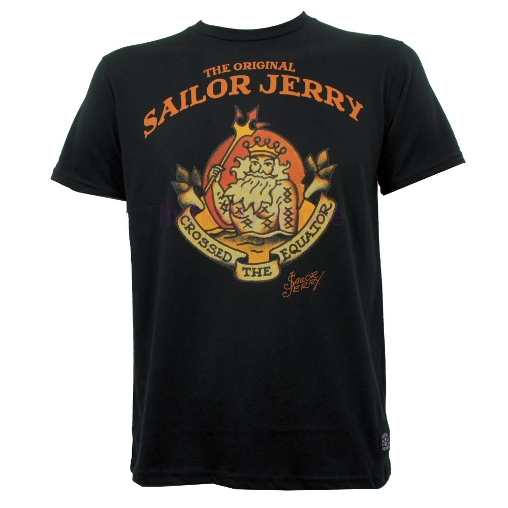Хлопковые рубашки SAILOR JERRY Tattoo Neptune черная приталенная футболка s m l xl 2XL Новые