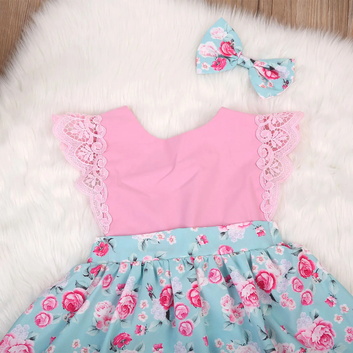 Pudcoco 2019 Family Baby Girls Kids Floral Princess Dress Lace Romper Summer Dresses Headband 2-7Y | Детская одежда и обувь