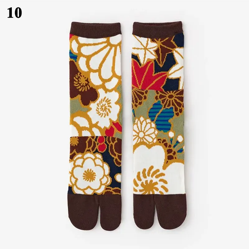 

Two Finger Socks Print Cute Japanese Style Unisex Cotton Toe Socks Foot Bag Short Cotton Cocks Samurai Split Toe Socks 1 Pair