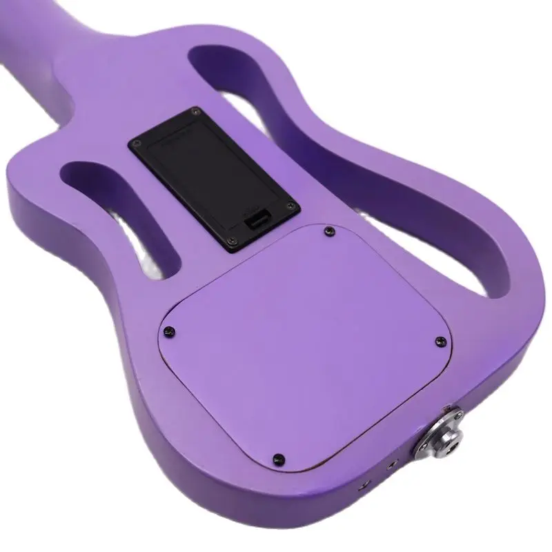 

Solid Okoume Wood Body Neck Through Purple Electric Silent Ukulele Matte Finish 4 Strings Mini Guitar 21 Inch with Flaw Problem