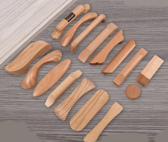 Ручки из натуральной массива дерева для кухонного шкафа 1 шт. ручки ящика двери