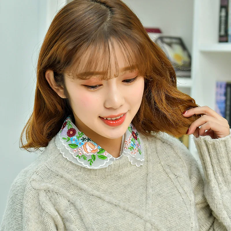 

Aesthetic Detachable Collars For Women Cute Embroidery Fake Collar Sweater Vintage White Ladies False Collar Lapel Half Shirt