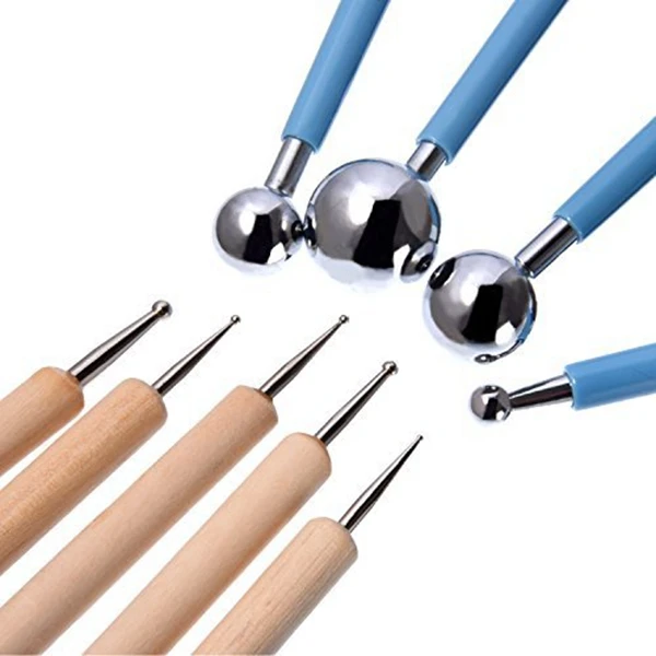 

9 Piece Ball Stylus Dotting Modeling Tools Clay Ceramics Pottery Carving Tool Embossing Sculpting Set