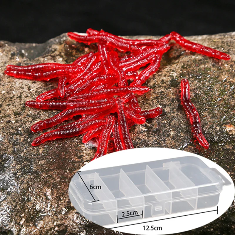 

50 Pcs/Silicone Lures Fishing Lures Tackle Lure Red Worm Sea Trout Squid Lure Artificial Bait Tackle Fishy Carp Lures For Goods