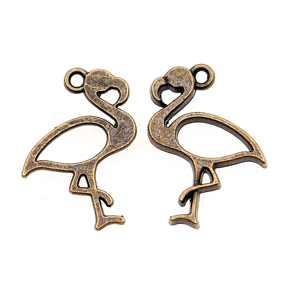 

10pcs Jewelry Making Diy Handmade Craft Charms Antique Bronze Color 20x24mm Flamingo Pendant