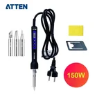 Электрический паяльник ATTEN с регулируемой температурой, портативная цифровая паяльная станция, ЖК-дисплей, автоматический режим сна, ESD ST-2080D
