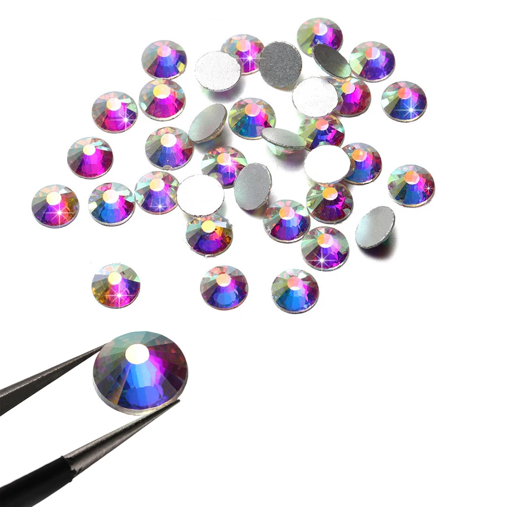 

1.2-10mm Glitter Colourful Glass AB Rhinestone Rondelles Decoration Glass Beads For DIY Fabric Garment Nail Decorative Crystals