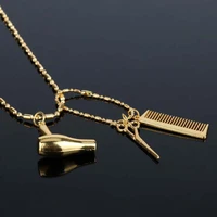 creative jewelry necklace tools hair dryerscissorcomb pendants necklace barber shop hair dresser present necklace collier