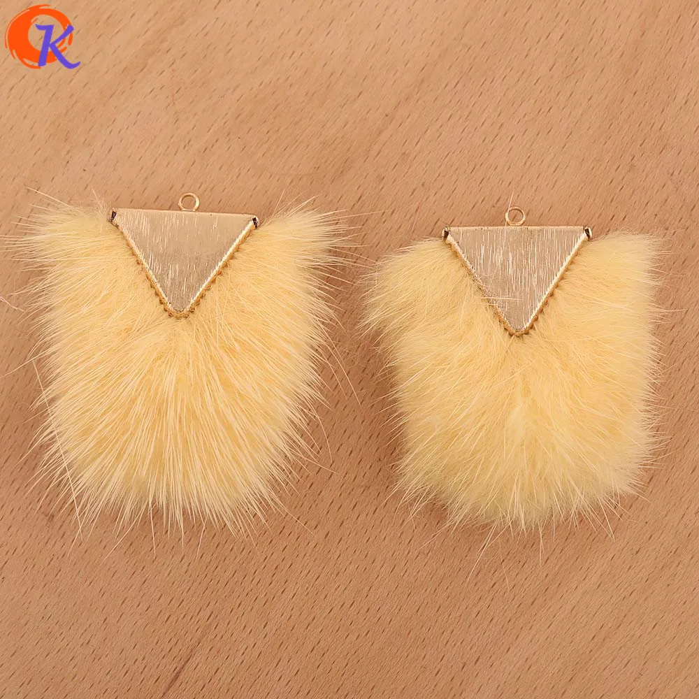 Yellow Сердечный дизайн 10 шт 35*45 мм Аксессуары для ювелирных изделий/DIY кулон/изготовление сережек/ручной работы/пушистый эффект/амулеты/серьги фурнитура - Цвет: Yellow