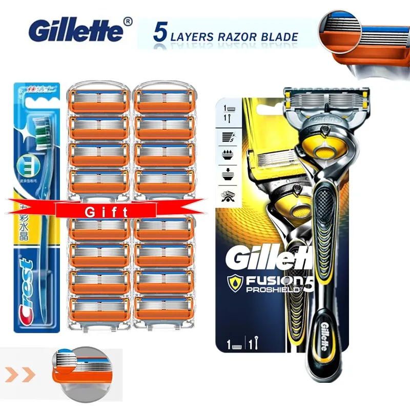 

Gillette Fusion Proshield Men Shaver Razor Blade Machine for Shaving Blades 5 Layer Cassettes for Replacebale Blades Get Gift