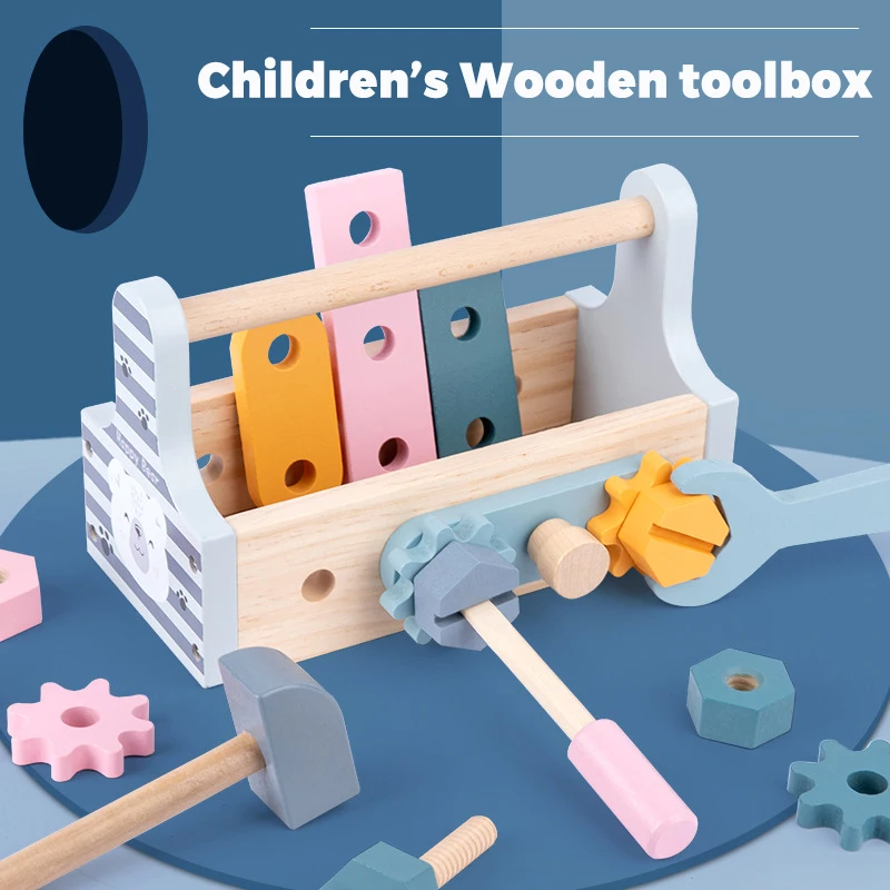 

Children's Toolbox Baby Montessori Wooden Early Education Manual Brain Disassembly Nut Game Educational Toy Gift for Kids