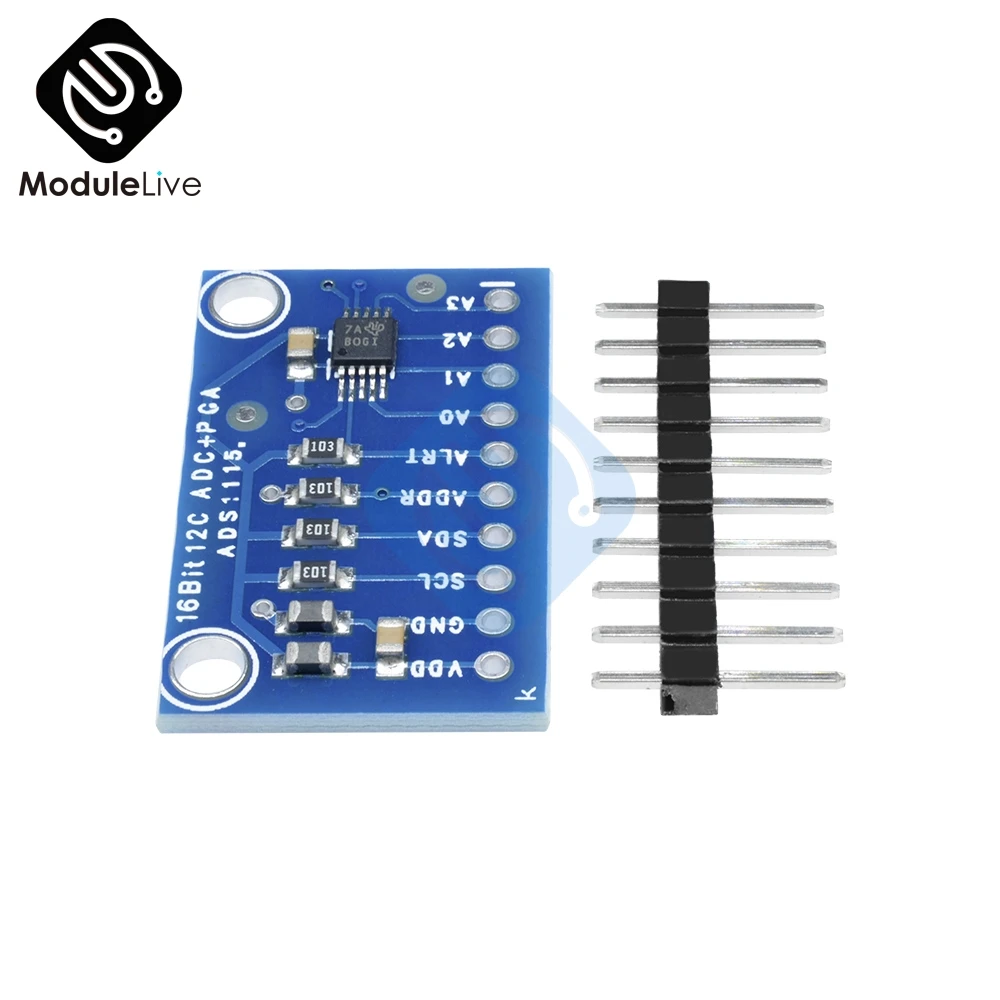 Модуль ADC 16 бит I2C ADS1115 ультра-компактный 16-точный 4-канальный с усилителем Pro Gain для