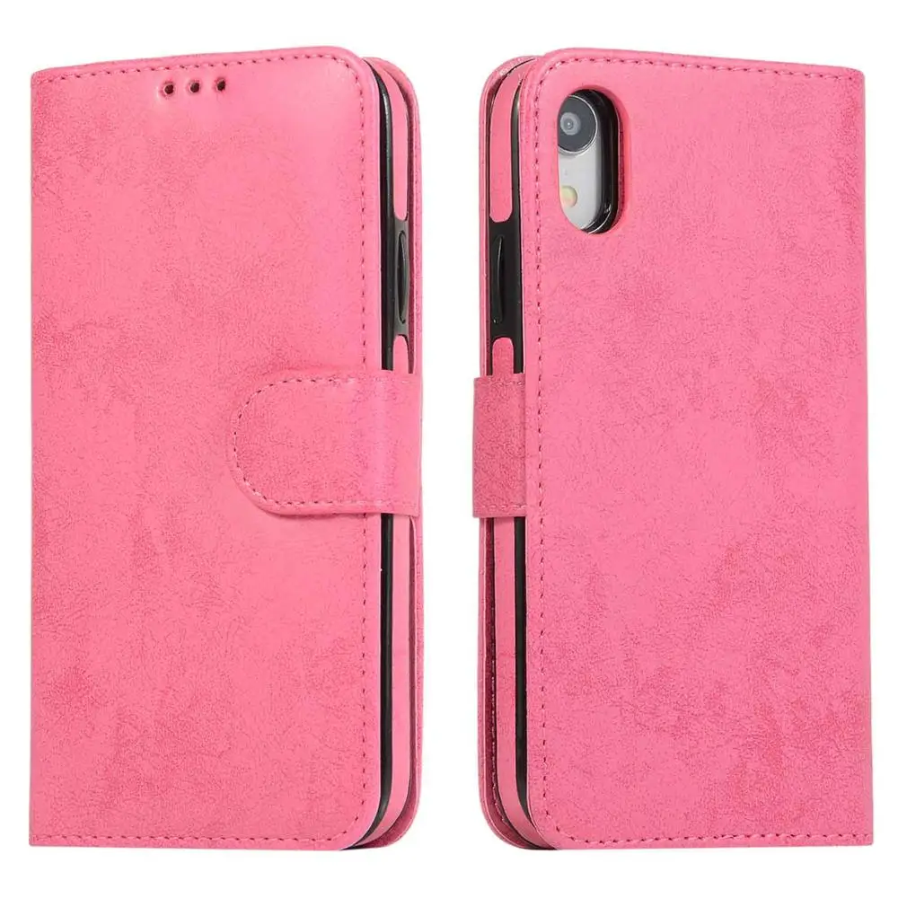 pink Модный чехол-кошелек для iPhone XS X, съемный флип-чехол, кожаный чехол для телефона, чехол для iPhone 11 Pro XR 6 7 8 Plus Funda - Цвет: pink
