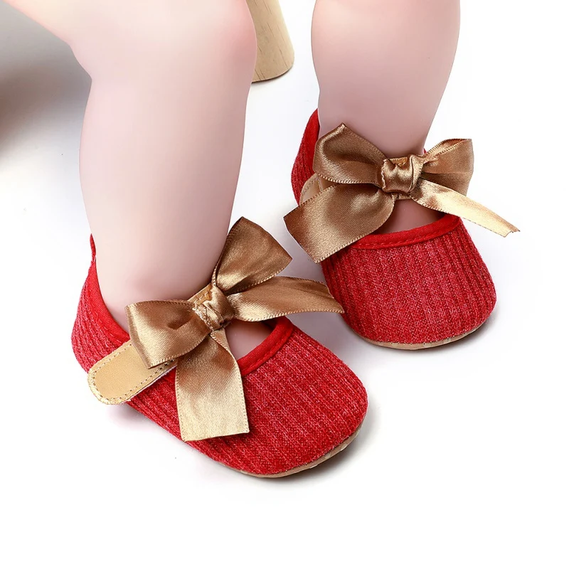 

Newborn Baby Fashion Bow First Walker Infant Girl Sweet Soft Soles Lovely Toddler Anti-Slip Princess Shoes Ins New