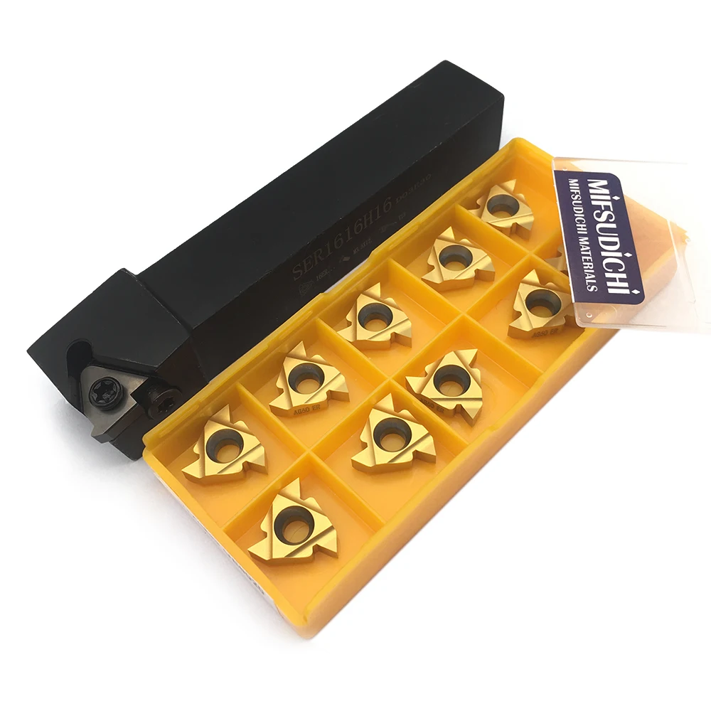 

1pc SER1212H16 Turning Tool Holder +10pcs 16ER AG60 UE6020 Carbide Insert High Quality Thread Turning Tool CNC Lathe Cutter Tool