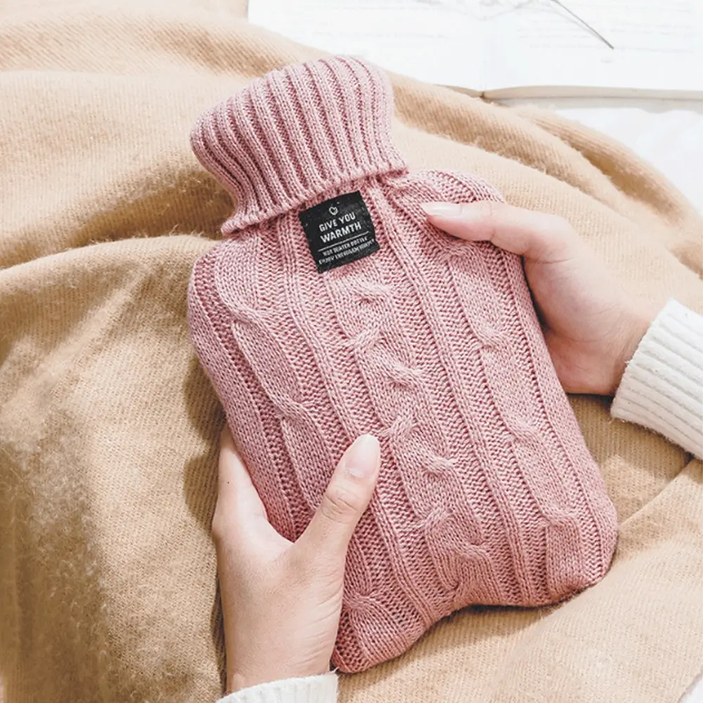 2000 мл бутылка для горячей воды однотонная ПВХ силиконовая Мягкая вязаная крышка