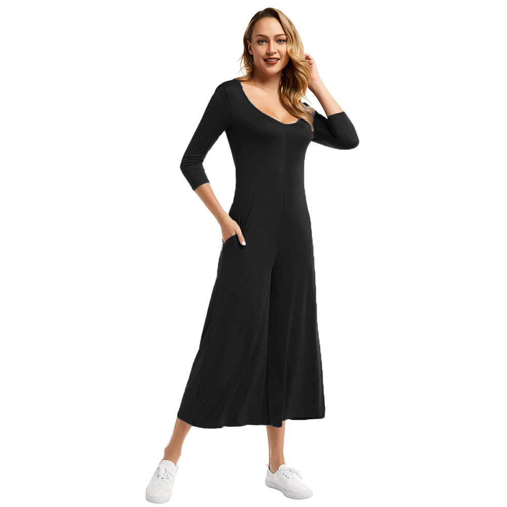 Женский комбинезон с капюшоном FADZECO черный элегантный Облегающий широкими