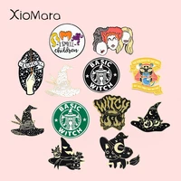 dark witch gothic gift enamel pins starry wizard hat brooches for women lapel pins punk witchcraft feminism metal badges jewelry