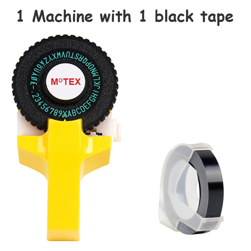 Желтый Цвет MoTex E101 принтер мини DIY ручной совместимый для dymo 3D Тиснение Ручной ленточный ручной пишущая машинка надписи машина - Цвет: machine add 1 black