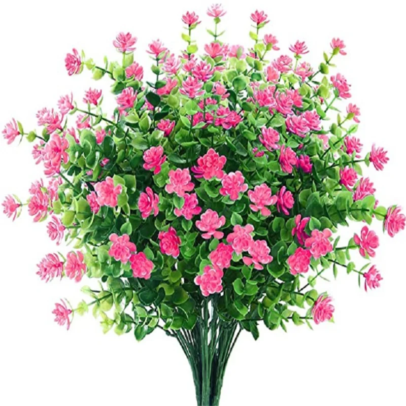 

High Quality Simulation Eucalyptus Small Rose Bouquet Flower Arrangement Home Balcony Living Room DIY Wedding Decoration Cheap