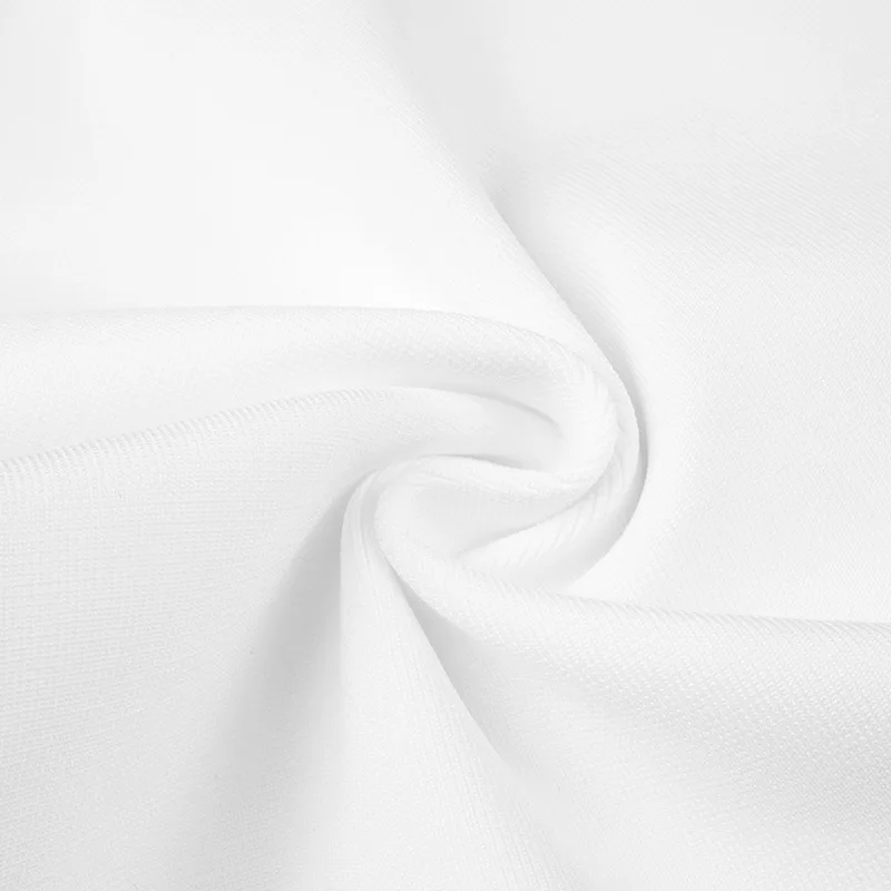 

Elegant Office Lady V-neck Lace Dot Pattern Long Sleeve High Waist Sheath White Dresses for Women