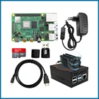 Raspberry Pi 4 Model B Kit + алюминиевый чехол с бесшумным охлаждающим вентилятором 25 мм + адаптер питания + SD-карта + кабель HDMI + для RPI 4B