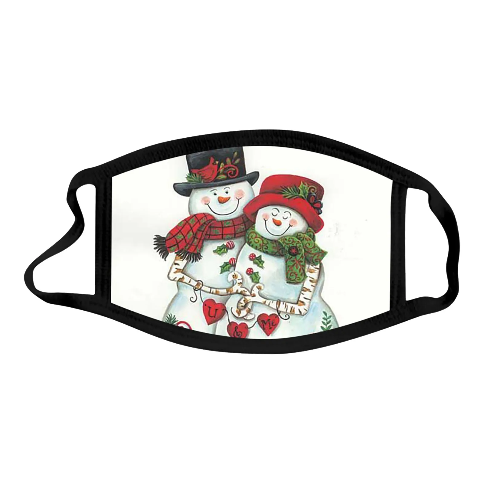 Картонная маска с рождественским принтом ветрозащитная не сползающая Женская