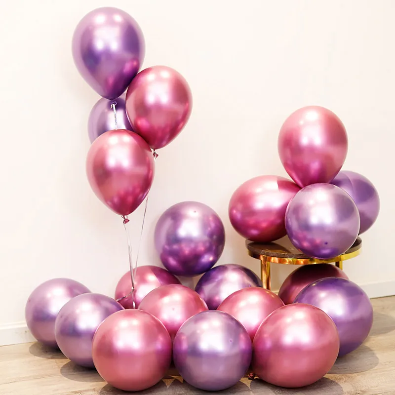 purple pink 30/50/100 шт Металлические жемчужные латексные шары для свадьбы, дня рождения настольная лампа для украшения детского душа для мальчиков и девочек, украшения для девичника расходные материалы - Цвет: purple pink