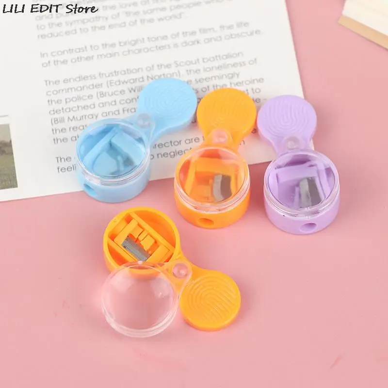 

4pcs Pointer Pencil Sharpener Mini 2mm Leads Sharpener Portable Sharpener With Magnifying Glass Sharpening Tool