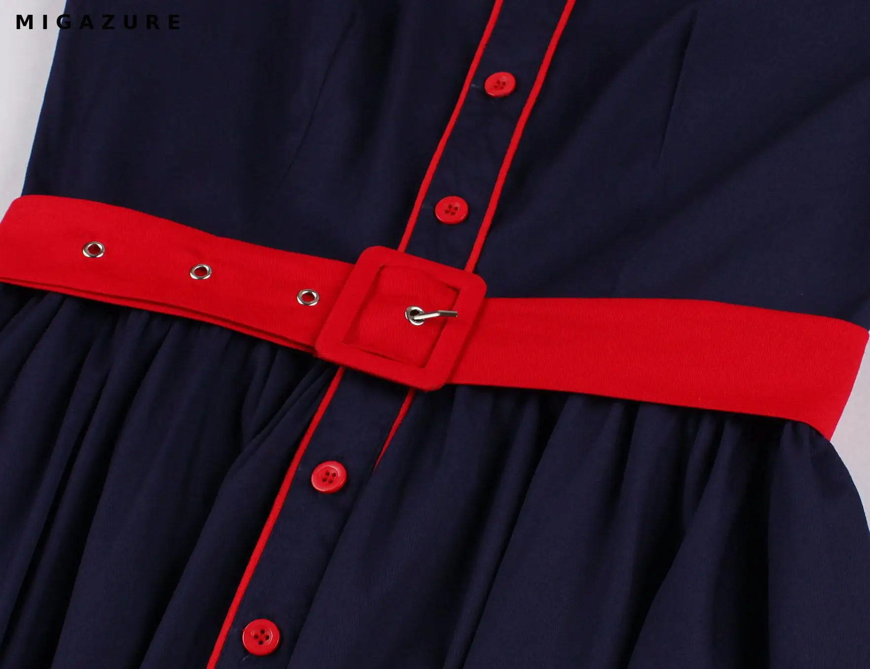 

Migazure Spring Autumn Tiddlywinks Navy Tartan Mid Short Dress Ladies 2021 cotton 50s Audrey Retro Rockabilly Swing Dresses