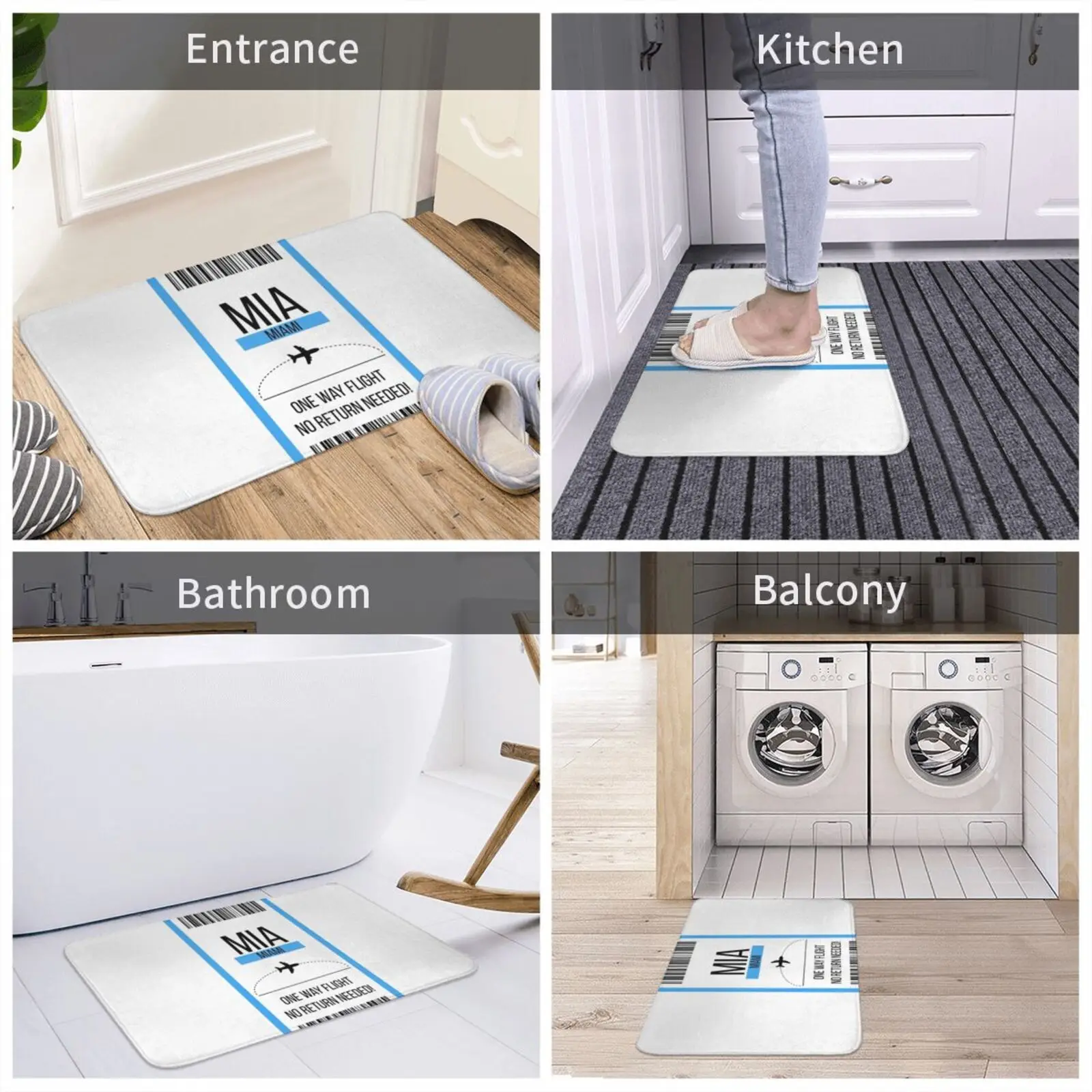 Односторонний билет в Майами! Коврик для входной двери коврик ванной фетровый