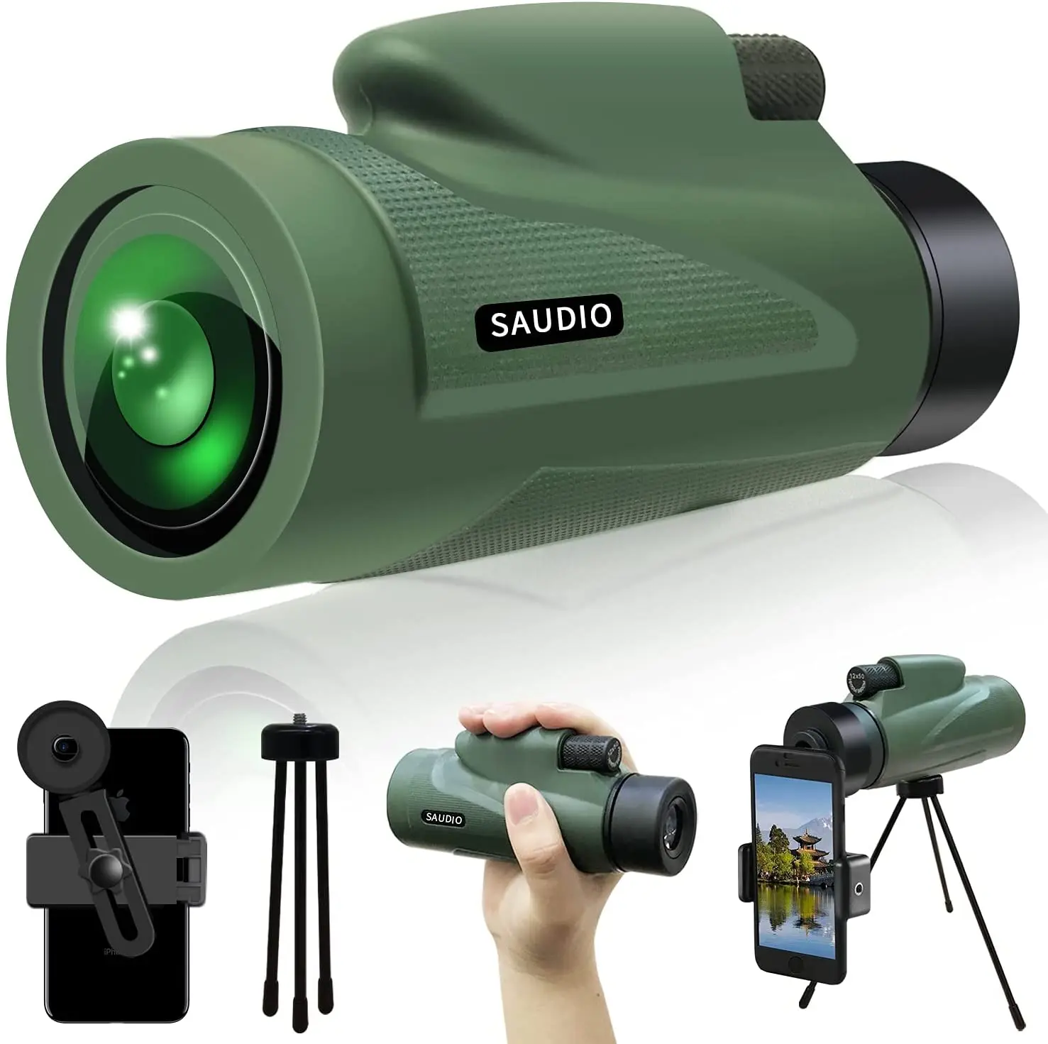 Монокулярный телескоп 12X50 HD с быстрым держателем смартфона водонепроницаемый