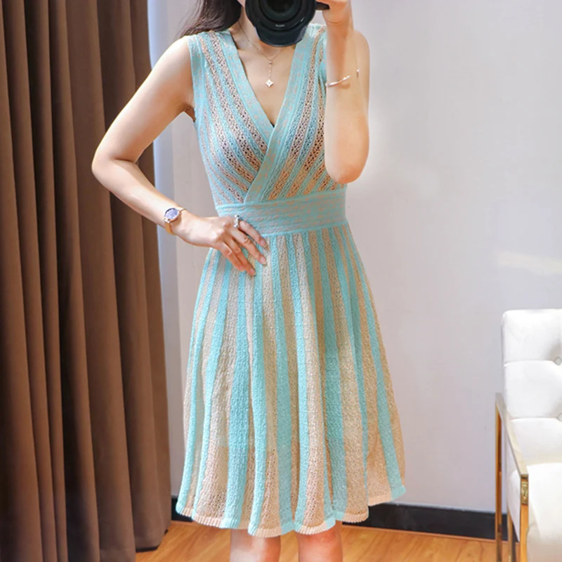 Женское тонкое платье-свитер длинное платье в полоску выше колена сексуальное